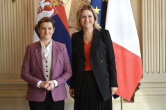 29. октобар 2025. Председница Народне скупштине Ана Брнабић и председница Народне скупштине Француске Јаел Брон-Пиве