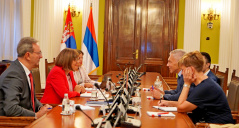 29 August 2019 National Assembly Speaker Maja Gojkovic in meeting with Russian Ambassador Aleksandr Botsan-Kharchenko