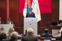 17 October 2019 Mladen Grujic, member of the National Assembly delegation to the IPU and IPU Executive Committee, presents the Belgrade Declaration