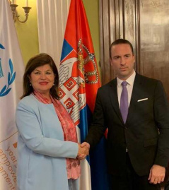 16 October 2019 National Assembly Secretary General Srdjan Smiljanic with the Secretary General of the Parliament of North Macedonia Cvetanka Ivanova